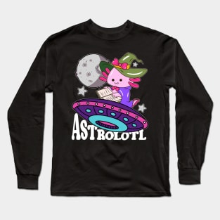 Astrolotl Axolotl Halloween Witch Funny Axolotl Witch Kawaii Long Sleeve T-Shirt